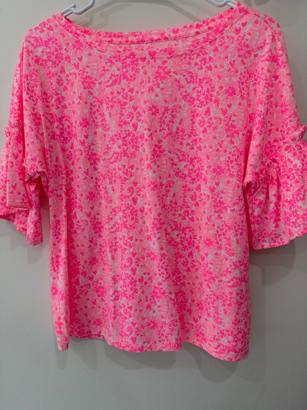 Lilly Pulitzer Pink Floral Ruffle Sleeve Top